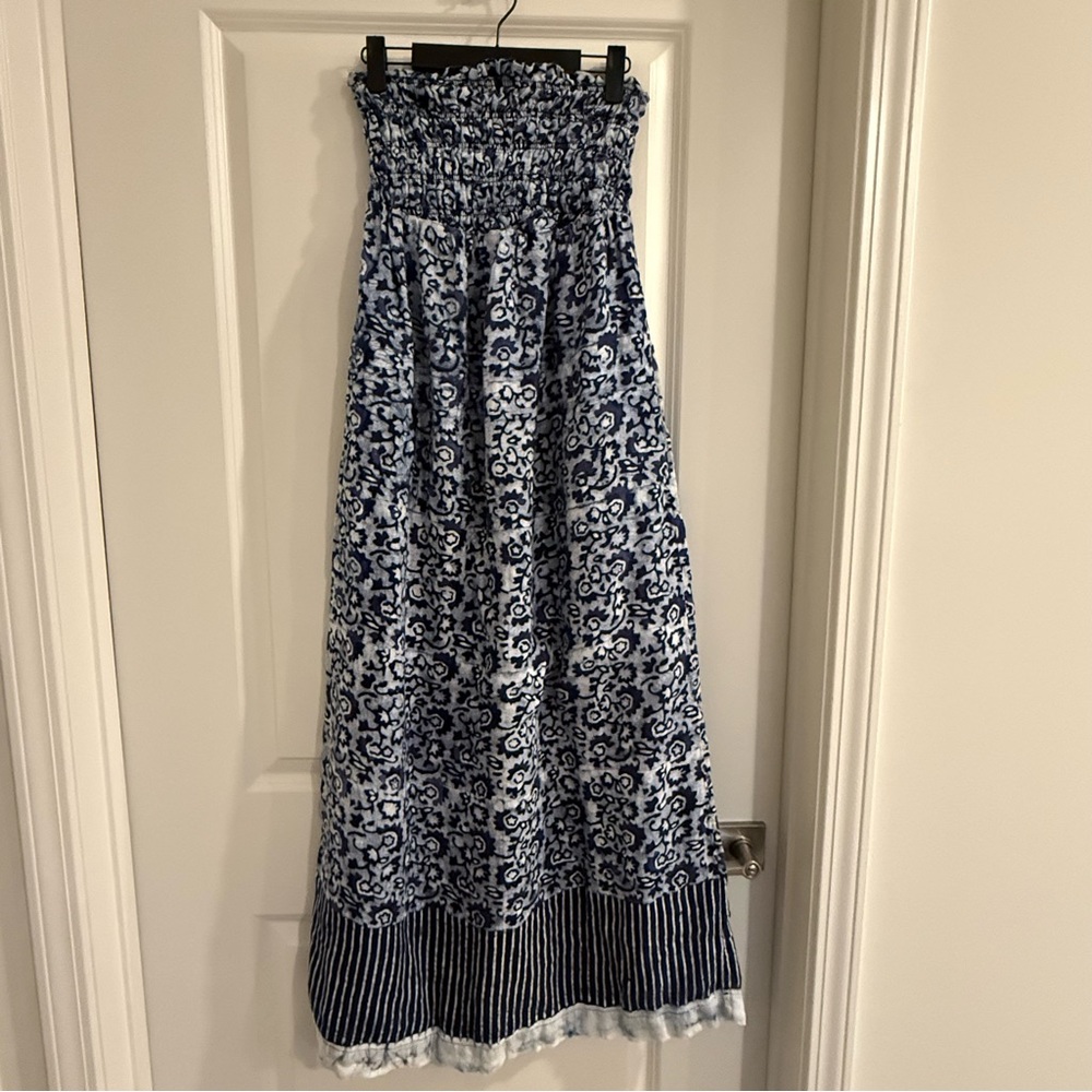 Faherty Margarita Linen Strapless Maxi Dress - Picture 2 of 11